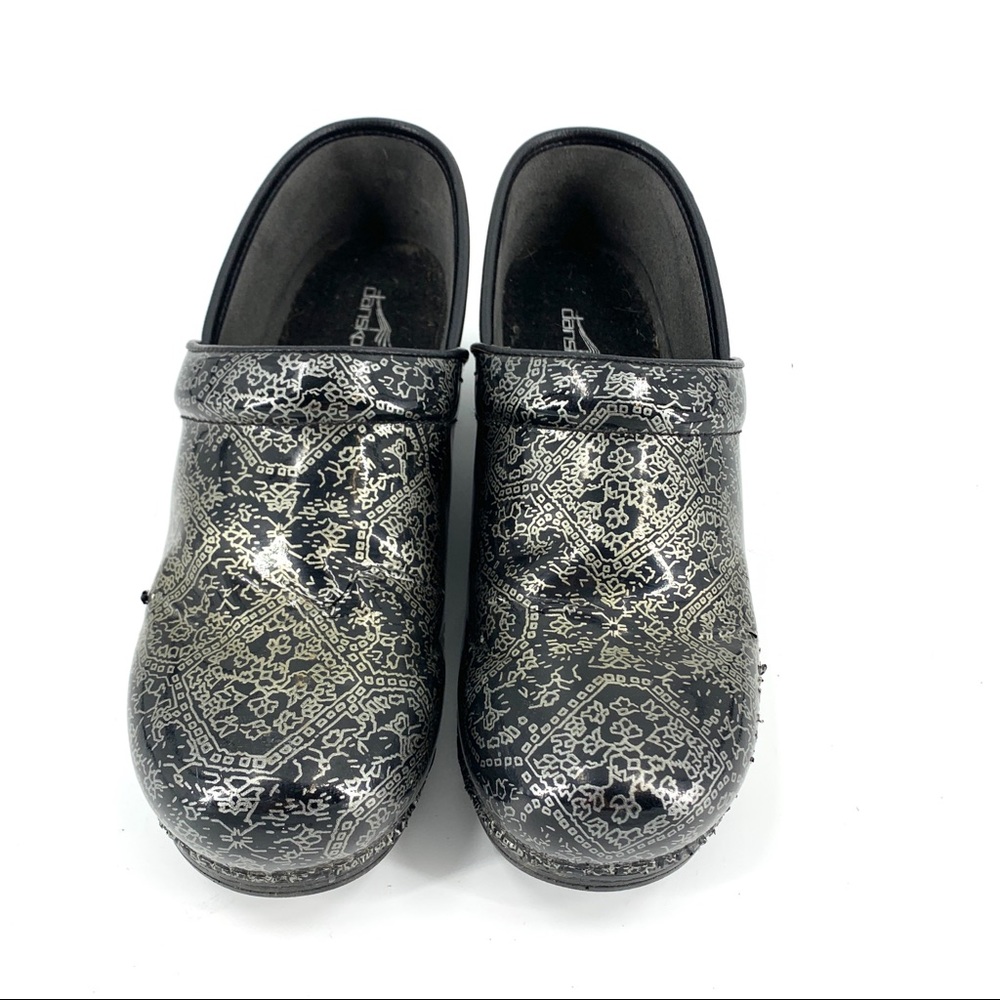 Dansko Metallic Black And Silver Clogs Size 42 - image 2